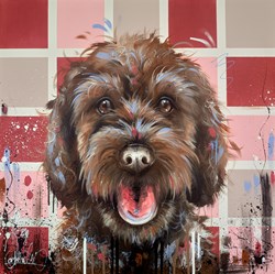 Happy Pup II by Samantha Ellis - Original Painting on Box Canvas sized 30x30 inches. Available from Whitewall Galleries